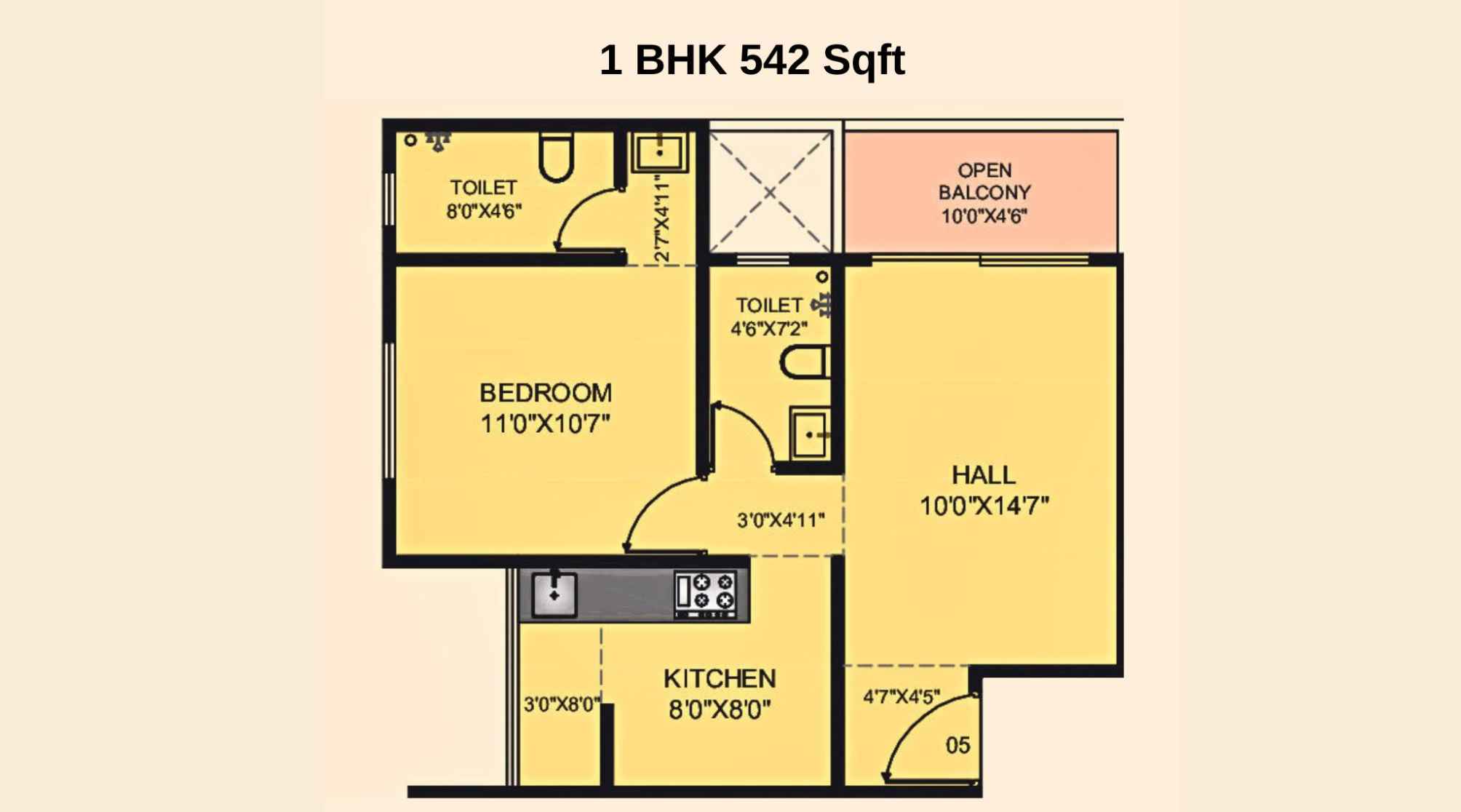 Akshar-Altorios-Floor-Plan-1-BHK-542-Sqft